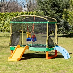 TRAMPOLINĂ PENTRU SĂRIT 200CM CU SCĂRĂ, TOBORANĂ ŞI LEAGĂNĂ TERMEN DE JOOCĂ CHIPOLINO - TRAMPG0242G - TRAMPG0242G - view 1