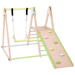 SET DIN LEMN PENTRU COPII GINGER HOME 4 IN 1 - LEAGAN, TOBOSA, RAMPA DE CATARARE SI RAMPA DE CATARARE, 120X112X114 CM - AT-KF-24 - AT-KF-2403 - view 1