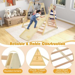 Детски Дървен Комплект GINGER HOME 4 в 1 – Люлка, Пързалка, Катерушка и Рампа за Катерене, 120x112x114 см - AT-KF-2403 - view 16
                  