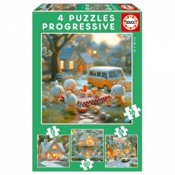EDUCA PROGRESSIVE PUZZLE - BUNNY CITY 12-16-20-25 BUCĂȚI - EDU20217 - EDU20217 - view 1