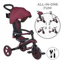 TRIKETA PENTRU COPII 4B1 GLOBBER EXPLORER TRIKE PLIABLE, PLIABLE, CULOARE BURUNDY - 732-202-2 - 732-202-2 - view 1