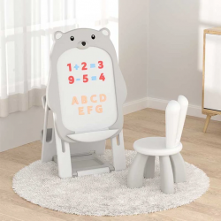 FEELKIDS 2 ÎN 1 SET SCAUNĂ DE DESEN ȘI SCAUN, URȘUL GR - FQ-HB-QD002-GY - FQ-HB-QD002-GY - view 1