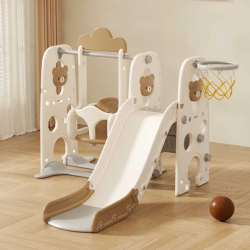 FEELKIDS TOBOSA DE PLASTIC PENTRU COPII CU LEAGAN SI URSU DE BASCHET, URSU MARO - FE-HT-KTX05-BR - FE-HT-KTX05-BR - view 1