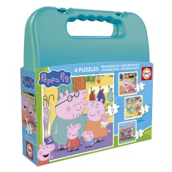 Прогресивен пъзел, Educa, Peppa Pig 4 в 1, 6-9-12-16 части - EDU20328 - view 1