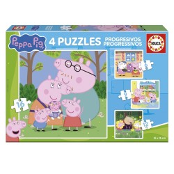 Прогресивен пъзел, Educa, Peppa Pig, 4 в 1, 6-9-12-16 части - EDU20325 - view 1
