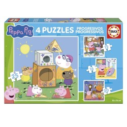 Прогресивен пъзел, Educa, Peppa Pig, 4 в 1, 12-16-20-25 части - EDU20326 - view 1