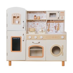 Детска Дървена Кухня GINGER HOME – Винтидж Модел с Електронни Котлони, Светлини, Звуци и Мивка с Течаща Вода, 91×31×90 см - W10C790F - view 1