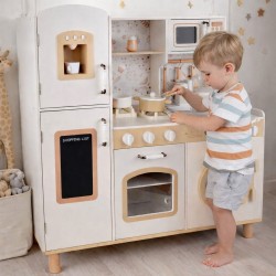 Детска Дървена Кухня GINGER HOME – Винтидж Модел с Електронни Котлони, Светлини, Звуци и Мивка с Течаща Вода, 91×31×90 см - W10C790F - view 4
                  