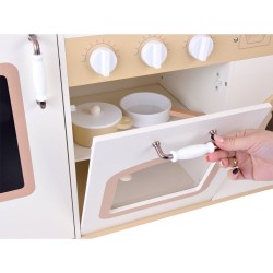 Детска Дървена Кухня GINGER HOME – Винтидж Модел с Електронни Котлони, Светлини, Звуци и Мивка с Течаща Вода, 91×31×90 см - W10C790F - view 9
                  