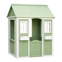 Детска Дървена Къщичка за Игра на Открито GINGER HOME – Градинска Къща за Деца, Зелено и Бяло, 107×90×144 см - C1101 - view 1