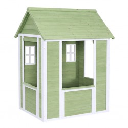 Детска Дървена Къщичка за Игра на Открито GINGER HOME – Градинска Къща за Деца, Зелено и Бяло, 107×90×144 см - C1101 - view 4
                  