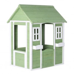 Детска Дървена Къщичка за Игра на Открито GINGER HOME – Градинска Къща за Деца, Зелено и Бяло, 107×90×144 см - C1101 - view 6
                  