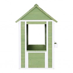 Детска Дървена Къщичка за Игра на Открито GINGER HOME – Градинска Къща за Деца, Зелено и Бяло, 107×90×144 см - C1101 - view 7
                  
