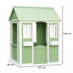 Детска Дървена Къщичка за Игра на Открито GINGER HOME – Градинска Къща за Деца, Зелено и Бяло, 107×90×144 см - C1101 - view 14
                  
