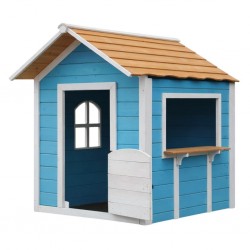 Детска Дървена Къщичка за Игра GINGER HOME – За Ролеви Игри, Двор и Градина, Синя, 118×138×132.5 см - WKP-1113 - view 1