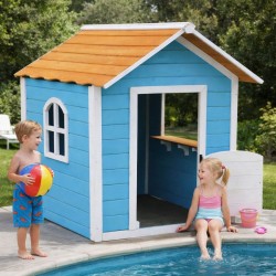 Детска Дървена Къщичка за Игра GINGER HOME – За Ролеви Игри, Двор и Градина, Синя, 118×138×132.5 см - WKP-1113 - view 6
                  