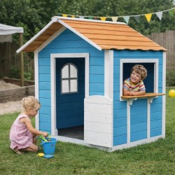 Детска Дървена Къщичка за Игра GINGER HOME – За Ролеви Игри, Двор и Градина, Синя, 118×138×132.5 см - WKP-1113 - view 9
                  