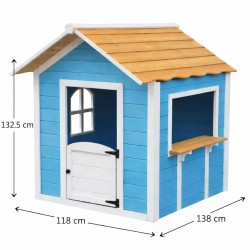 Детска Дървена Къщичка за Игра GINGER HOME – За Ролеви Игри, Двор и Градина, Синя, 118×138×132.5 см - WKP-1113 - view 11
                  
