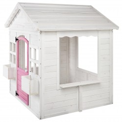 Детска Дървена Къщичка за Игра GINGER HOME – Градинска Къща с Прозорци и Саксии, Бяла, 123×106×125 см - WKP-1230 - view 4
                  
