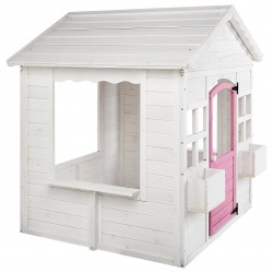 Детска Дървена Къщичка за Игра GINGER HOME – Градинска Къща с Прозорци и Саксии, Бяла, 123×106×125 см - WKP-1230 - view 5
                  