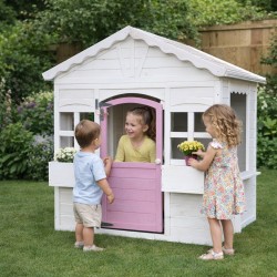 Детска Дървена Къщичка за Игра GINGER HOME – Градинска Къща с Прозорци и Саксии, Бяла, 123×106×125 см - WKP-1230 - view 8
                  