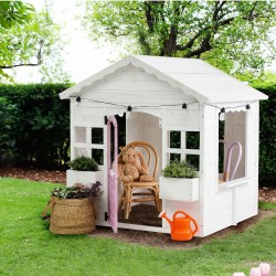 Детска Дървена Къщичка за Игра GINGER HOME – Градинска Къща с Прозорци и Саксии, Бяла, 123×106×125 см - WKP-1230 - view 10
                  