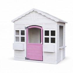 Детска Дървена Къщичка за Игра GINGER HOME – Градинска Къща с Прозорци и Саксии, Бяла, 123×106×125 см - WKP-1230 - view 14
                  
