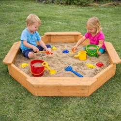 Детски дървен пясъчник GINGER HOME – 8-странен модел с 4 седалки, 134.5×134.5 см - WSB-1345 - view 4
                  