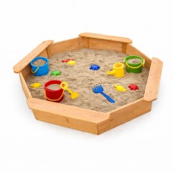 Детски дървен пясъчник GINGER HOME – 8-странен модел с 4 седалки, 134.5×134.5 см - WSB-1345 - view 6
                  