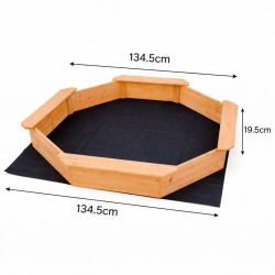 Детски дървен пясъчник GINGER HOME – 8-странен модел с 4 седалки, 134.5×134.5 см - WSB-1345 - view 7
                  