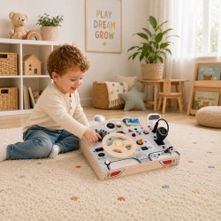 Детски Дървен Бизи Борд Кола GINGER HOME, Волан с Бутони и Звуци, 29.5x22x4 см, Монтесори Играчка - W12D769 - view 4
                  