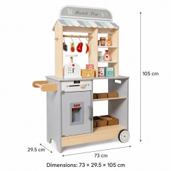 Детски Дървен Магазин GINGER HOME 2 в 1, Кухня, Щанд, Рафтове, Черна Дъска и Аксесоари, 60/73x29.5x105 см - W10A222B - view 10
                  