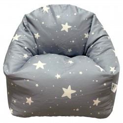 Детски Пуф Кресло GINGER HOME Little Stars, 100% Памук, Сив Барбарон Със Звезди, 55x44x55 см - JW-024-G - view 1