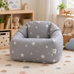 Детски Пуф Кресло GINGER HOME Little Stars, 100% Памук, Сив Барбарон Със Звезди, 55x44x55 см - JW-024-G - view 7
                  