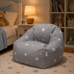 Детски Пуф Кресло GINGER HOME Little Stars, 100% Памук, Сив Барбарон Със Звезди, 55x44x55 см - JW-024-G - view 9
                  