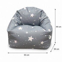 Детски Пуф Кресло GINGER HOME Little Stars, 100% Памук, Сив Барбарон Със Звезди, 55x44x55 см - JW-024-G - view 12
                  