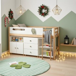Детско Комбинирано Легло GINGER HOME DINO с Етажерка, Шкаф, Скрин и Подматрачна Рамка, 90x200 см - SRK-58 - view 14
                  