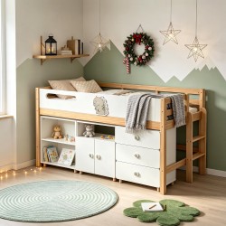 Детско Комбинирано Легло GINGER HOME DINO с Етажерка, Шкаф, Скрин и Подматрачна Рамка, 90x200 см - SRK-58 - view 15
                  