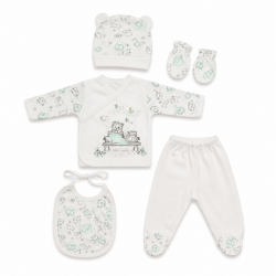 SET DE Imprimare ENFANT 5 PIECE ALB ȘI VERDE PENTRU BEBE FETĂ - 50518-037 - 50518-037 - view 1