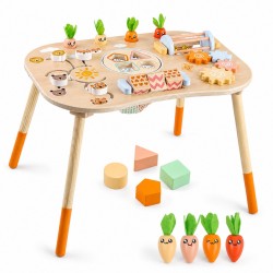 Детска Активна Маса GINGER HOME, Монтесори Център за игра 6 в 1, Масивно Дърво, 46x30.5x43.5 см - HL001 - view 1