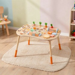 Детска Активна Маса GINGER HOME, Монтесори Център за игра 6 в 1, Масивно Дърво, 46x30.5x43.5 см - HL001 - view 9
                  