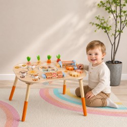 Детска Активна Маса GINGER HOME, Монтесори Център за игра 6 в 1, Масивно Дърво, 46x30.5x43.5 см - HL001 - view 10
                  