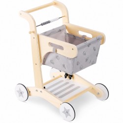 Детска Дървена Проходилка GINGER HOME, Количка за Пазаруване с Кош, Играчка за Бутане, Монтесори, 52 см - HL003 - view 1