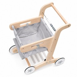 Детска Дървена Проходилка GINGER HOME, Количка за Пазаруване с Кош, Играчка за Бутане, Монтесори, 52 см - HL003 - view 3
                  