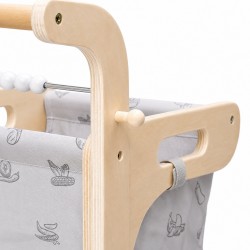 Детска Дървена Проходилка GINGER HOME, Количка за Пазаруване с Кош, Играчка за Бутане, Монтесори, 52 см - HL003 - view 10
                  