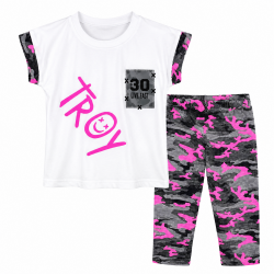 SET KEIKI PENTRU COPII CU TRIUC MÂNECĂ SCURTĂ ȘI PINE SCURTĂ PENTRU FETE. - 53649-004 - 53649-004 - view 1