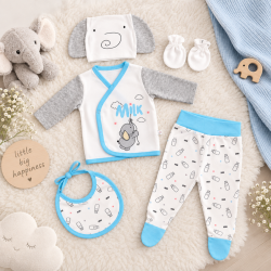 BEBETTO SET DE 5 SCRISOARE ALBASTRU ȘI ALB PENTRU BEBE BIEȚI - Z639 - Z639 - view 1