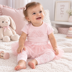 BEBETTO BODY PANA CU MÂNECĂ SCURTĂ CU TULLE SET COMBINAT - K2724 - K2724 - view 1
