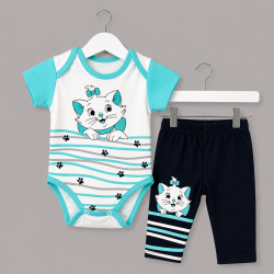 SET BODY CU MÂNECĂ SCURTĂ ȘI PANA BEBĂ FETĂ - 54616-041 - 54616-041 - view 1