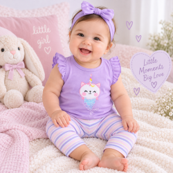 SET COPII ORGANIC CU APLIC DE INOT SI PENA DUNGA PENTRU BEBE FETĂ - 10431-001 - 10431-001 - view 1